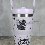 Witchy Halloween Owls 20oz Gothic Purple Travel Tumbler