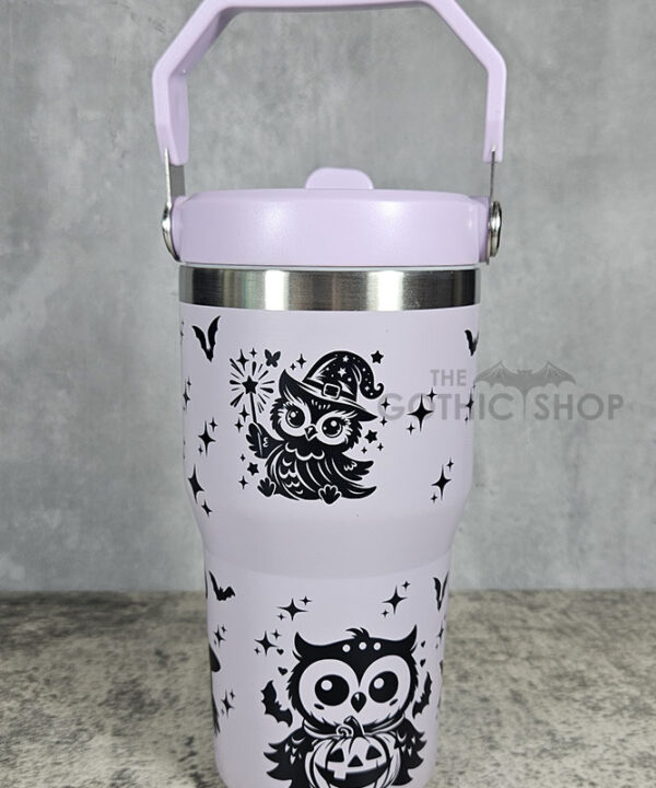Witchy Halloween Owls 20oz Gothic Purple Travel Tumbler