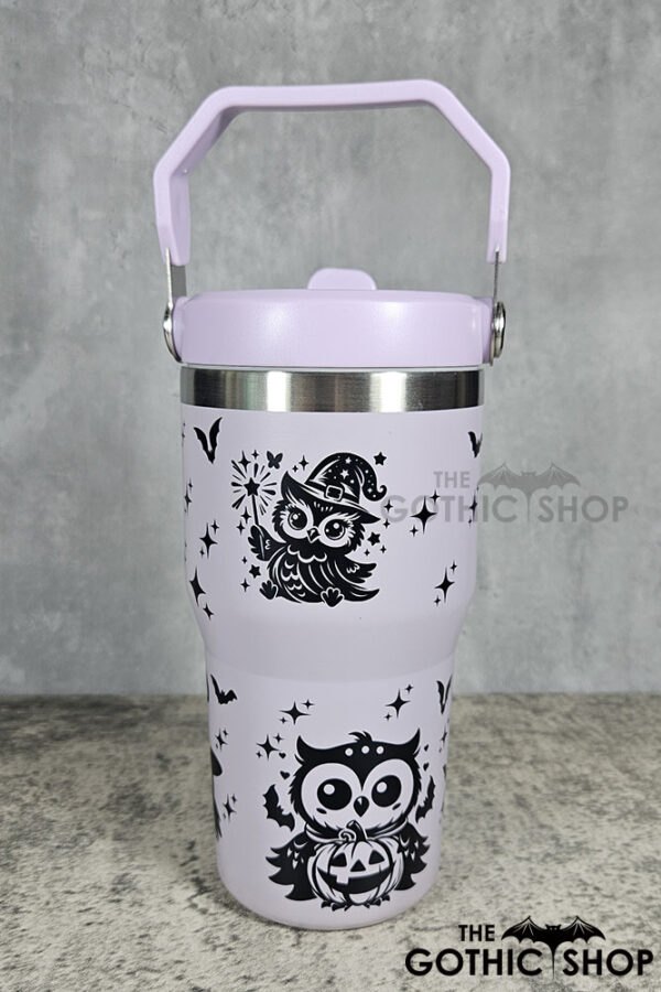 Witchy Halloween Owls 20oz Gothic Purple Travel Tumbler