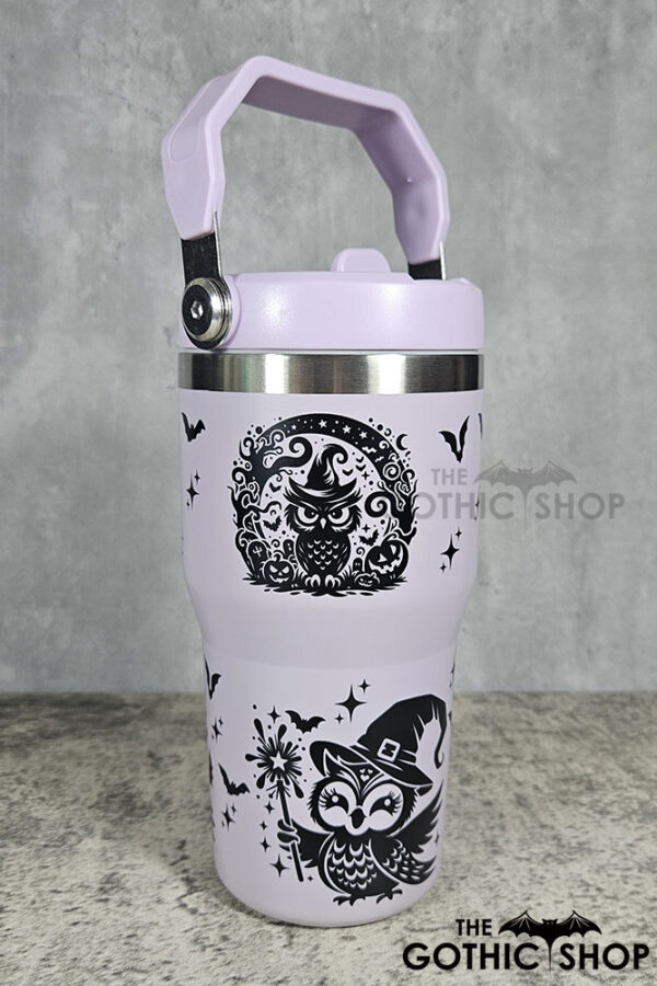 Witchy Halloween Owls 20oz Gothic Purple Travel Tumbler