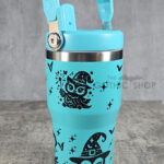 Witchy Halloween Owls 20oz Gothic Turquoise Travel Tumbler
