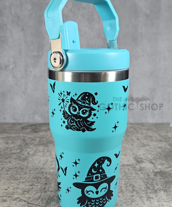 Witchy Halloween Owls 20oz Gothic Turquoise Travel Tumbler