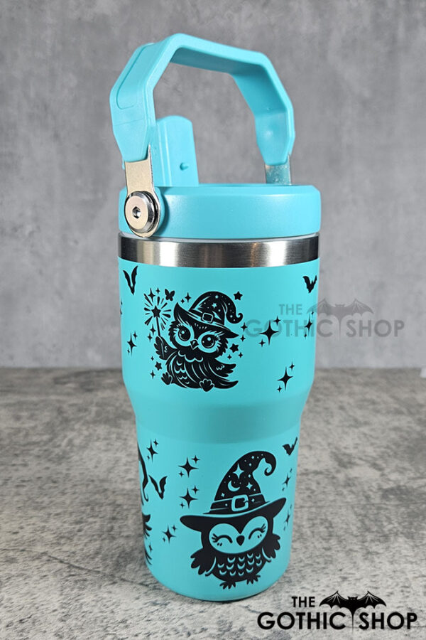 Witchy Halloween Owls 20oz Gothic Turquoise Travel Tumbler