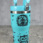 Witchy Halloween Owls 20oz Gothic Turquoise Travel Tumbler