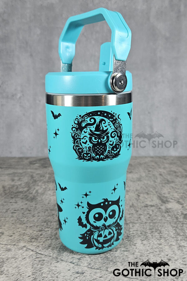 Witchy Halloween Owls 20oz Gothic Turquoise Travel Tumbler