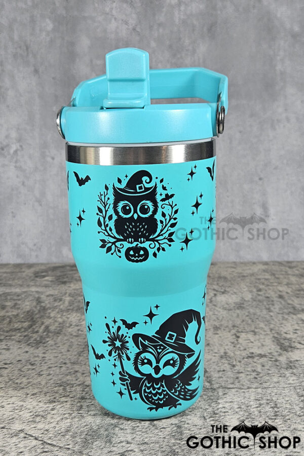 Witchy Halloween Owls 20oz Gothic Turquoise Travel Tumbler