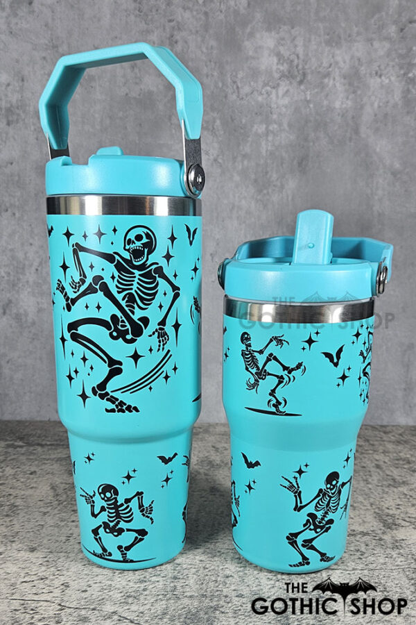 Dancing Skeletons 20oz and 30oz Gothic Turquoise Travel Tumbler