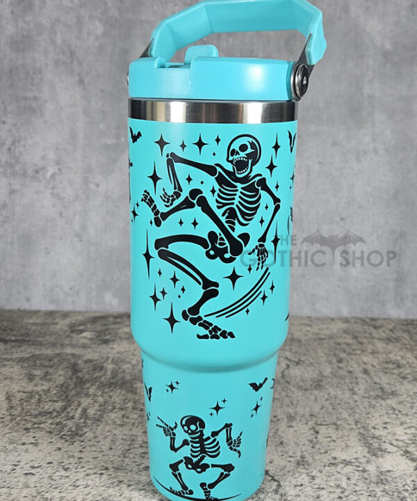 Dancing Skeletons 30oz Gothic Turquoise Travel Tumbler