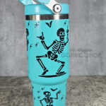Dancing Skeletons 30oz Gothic Turquoise Travel Tumbler