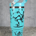 Dancing Skeletons 30oz Gothic Turquoise Travel Tumbler