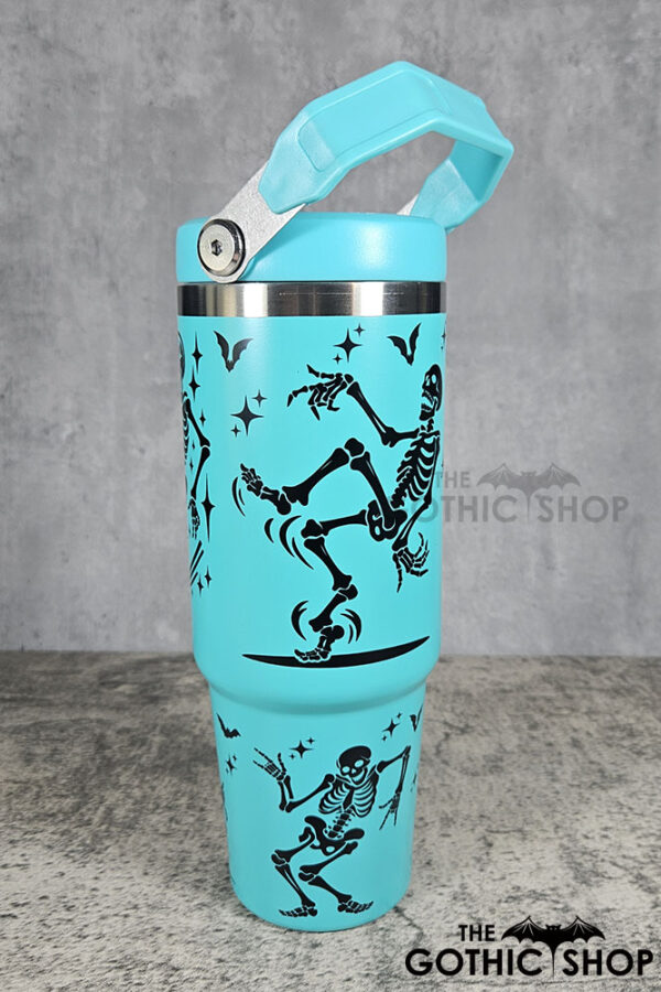 Dancing Skeletons 30oz Gothic Turquoise Travel Tumbler