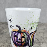 Stripe Pumpkins Gothic Halloween Small Plant Pot