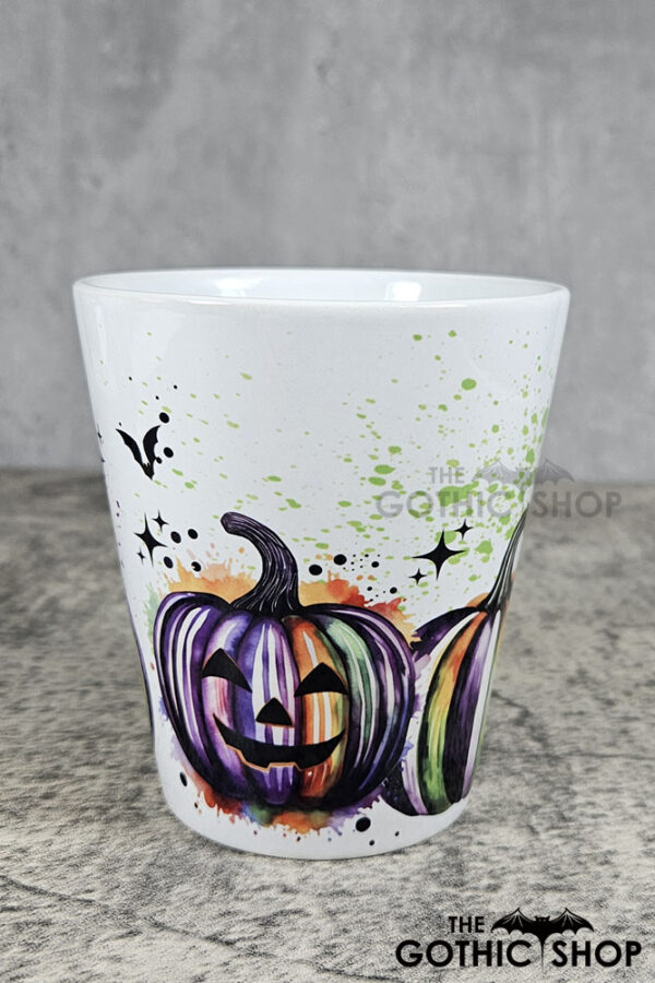 Stripe Pumpkins Gothic Halloween Small Plant Pot