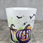 Stripe Pumpkins Gothic Halloween Small Plant Pot