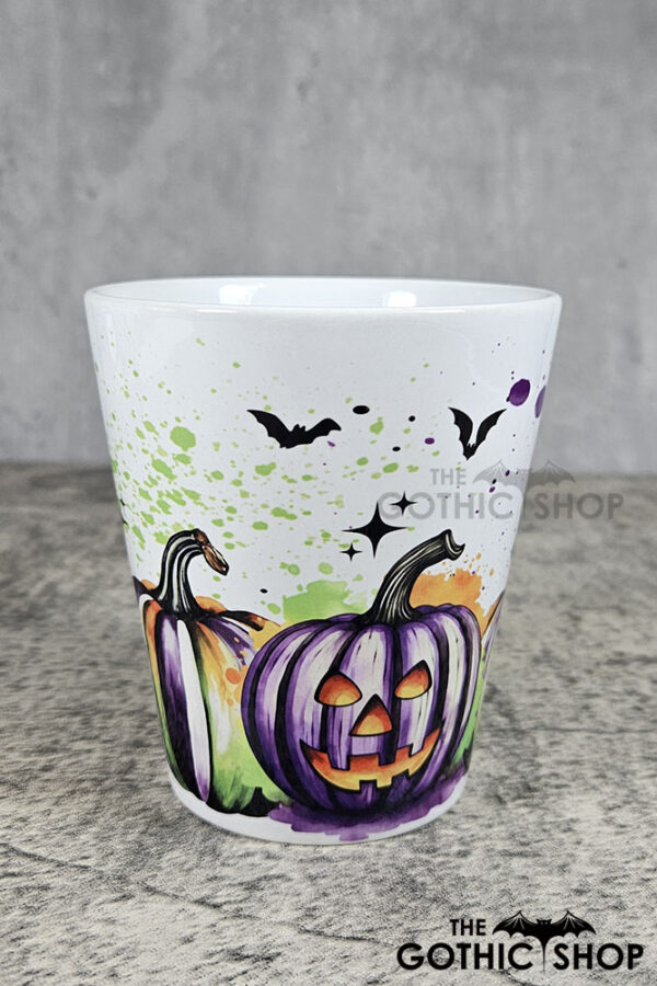 Stripe Pumpkins Gothic Halloween Small Plant Pot
