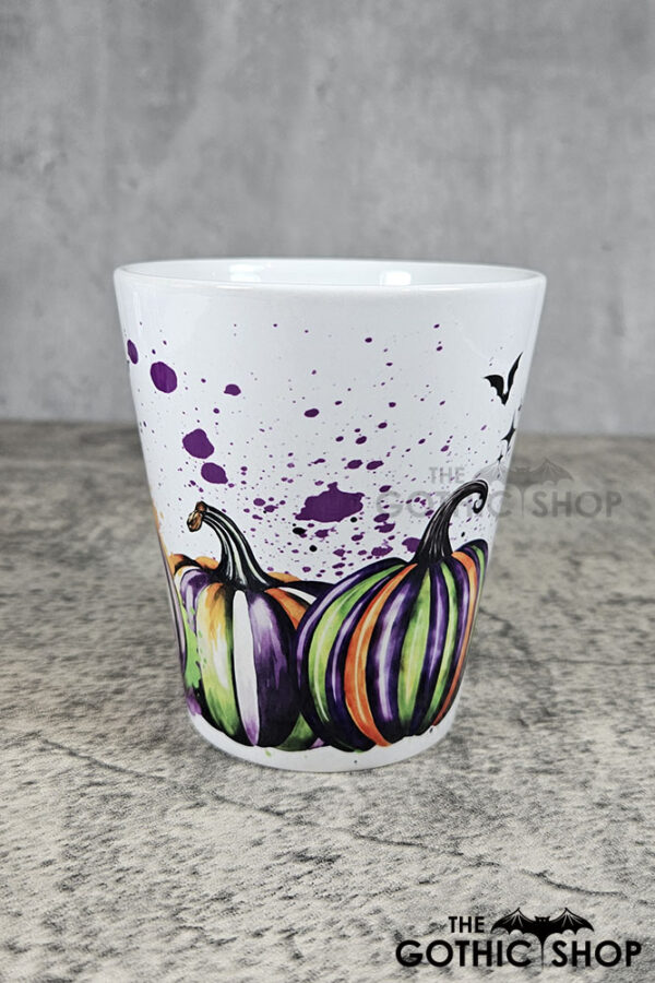 Stripe Pumpkins Gothic Halloween Small Plant Pot