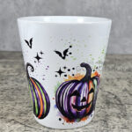Stripe Pumpkins Gothic Halloween Small Plant Pot