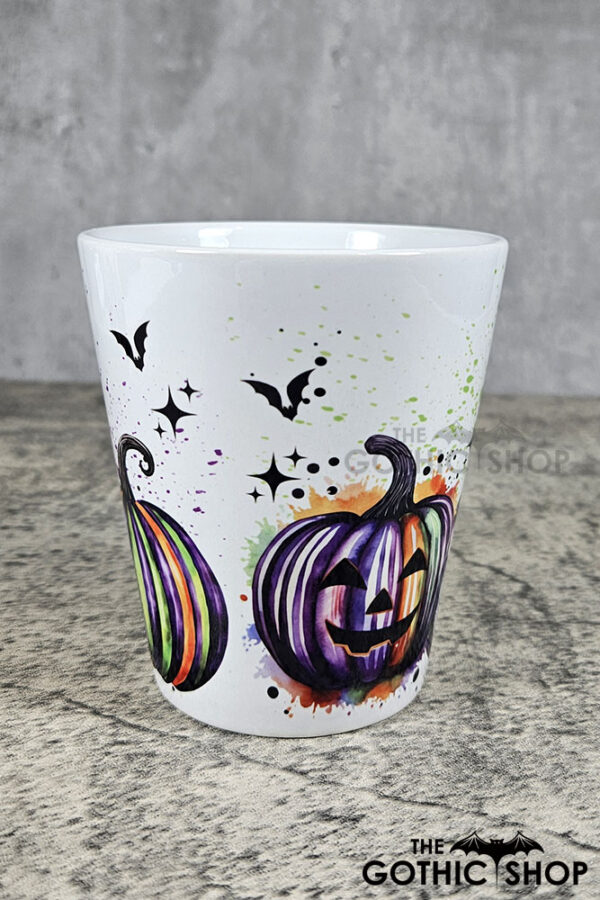 Stripe Pumpkins Gothic Halloween Small Plant Pot