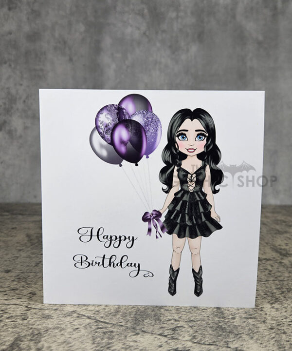 Balloon Girl Gothic Birthday Greetings Card