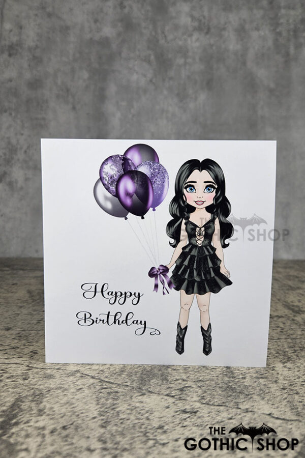 Balloon Girl Gothic Birthday Greetings Card