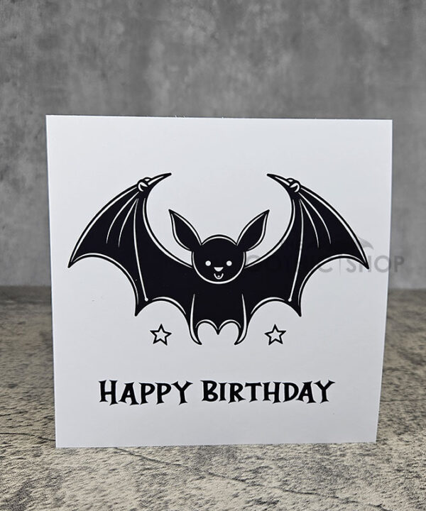 Bat & Stars Happy Birthday Gothic Greetings Card