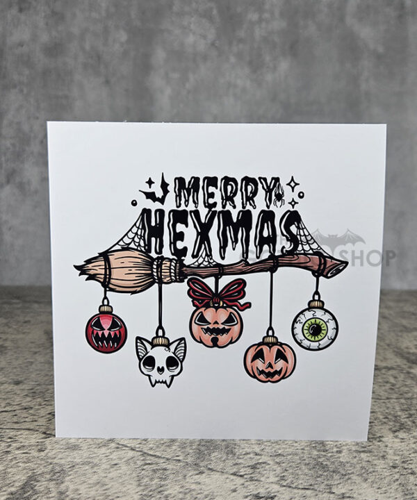 Merry Hexmas Broomstick Gothic Witchy Christmas Card