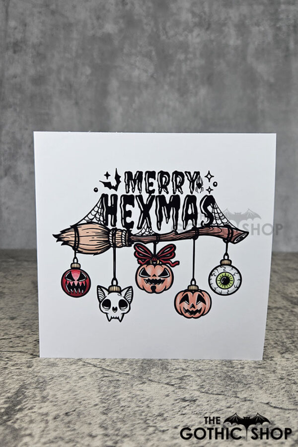 Merry Hexmas Broomstick Gothic Witchy Christmas Card