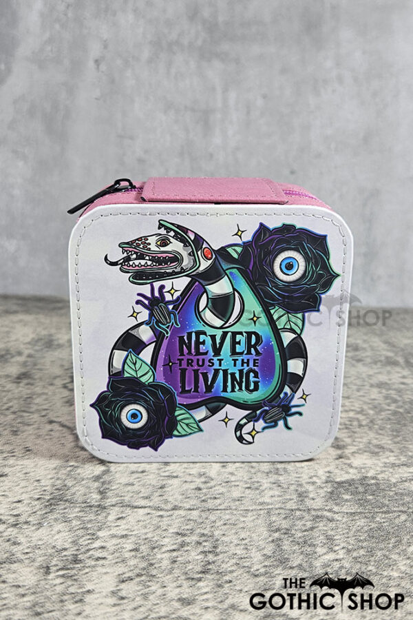 Never Trust The Living Sandworm & Planchette Pink Faux Leather Travel Jewellery Box