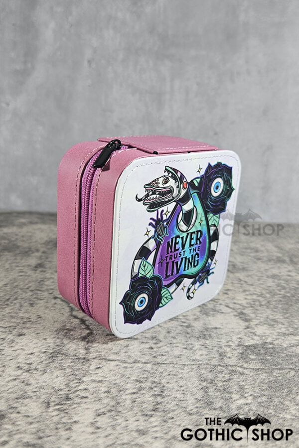Never Trust The Living Sandworm & Planchette Pink Faux Leather Travel Jewellery Box