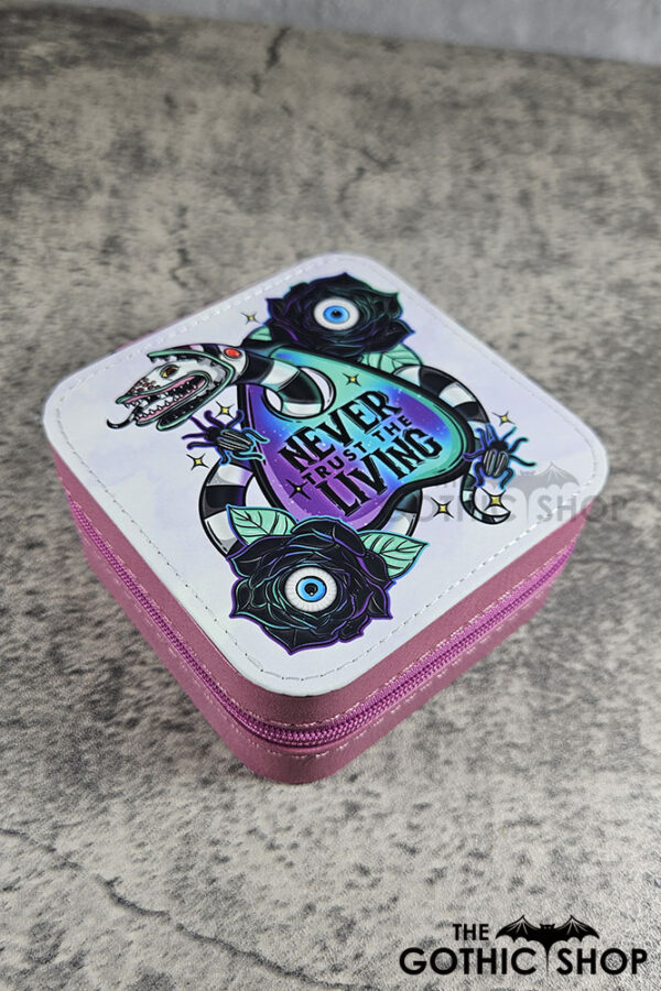 Never Trust The Living Sandworm & Planchette Pink Faux Leather Travel Jewellery Box