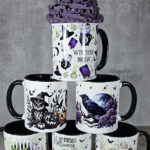 Never Trust The Living Grunge Striped Gothic Halloween Mug