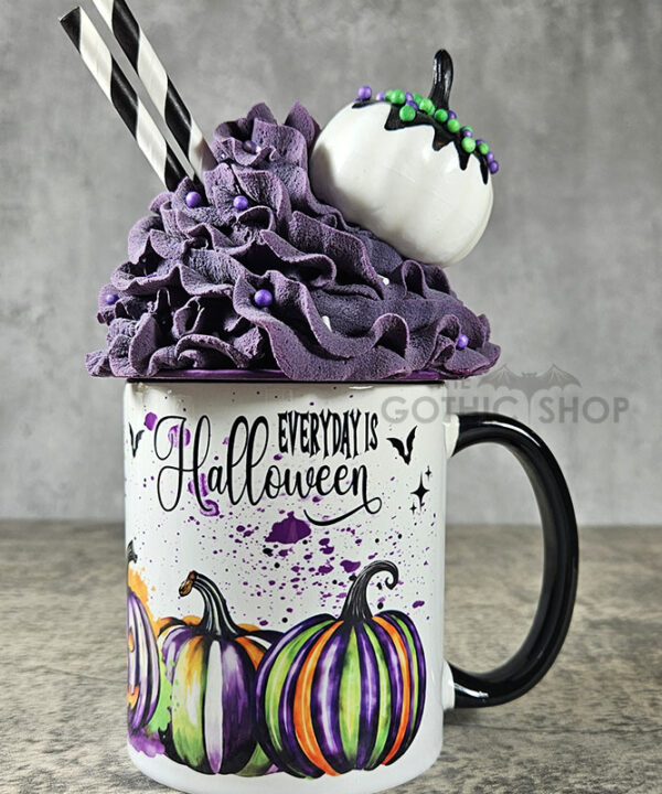 Striped Pumpkins Every Day is Halloween Gothic Mug