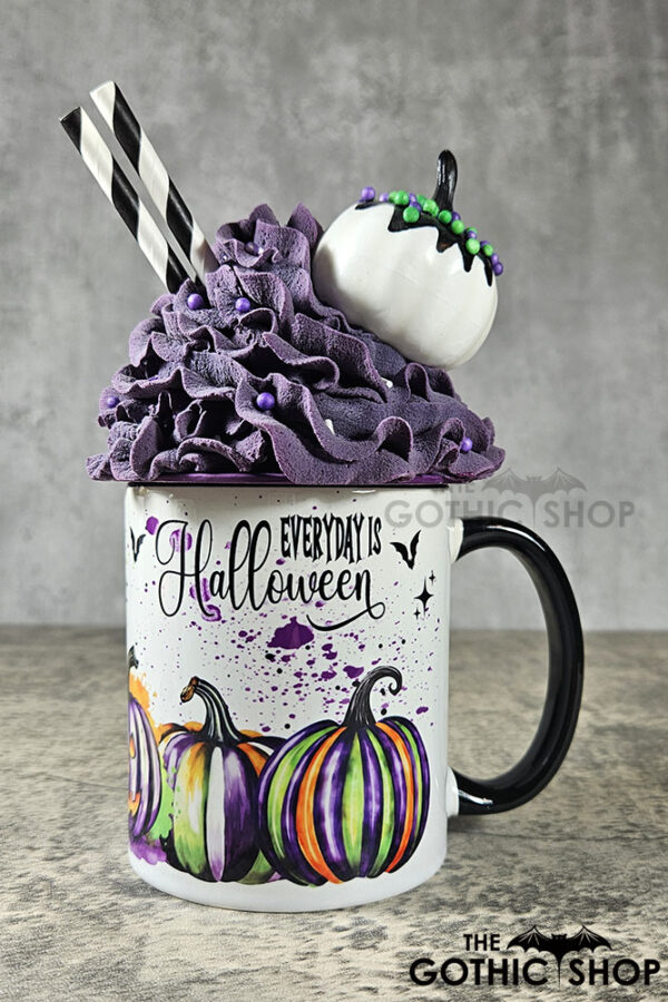Striped Pumpkins Every Day is Halloween Gothic Mug