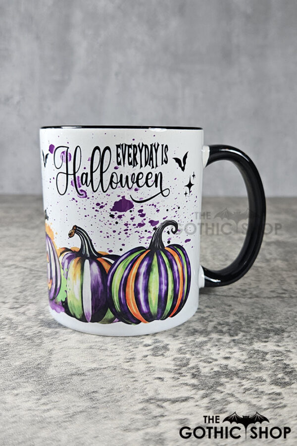 Striped Pumpkins Every Day is Halloween Gothic Mug