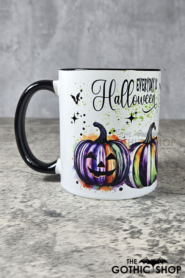Striped Pumpkins Every Day is Halloween Gothic Mug