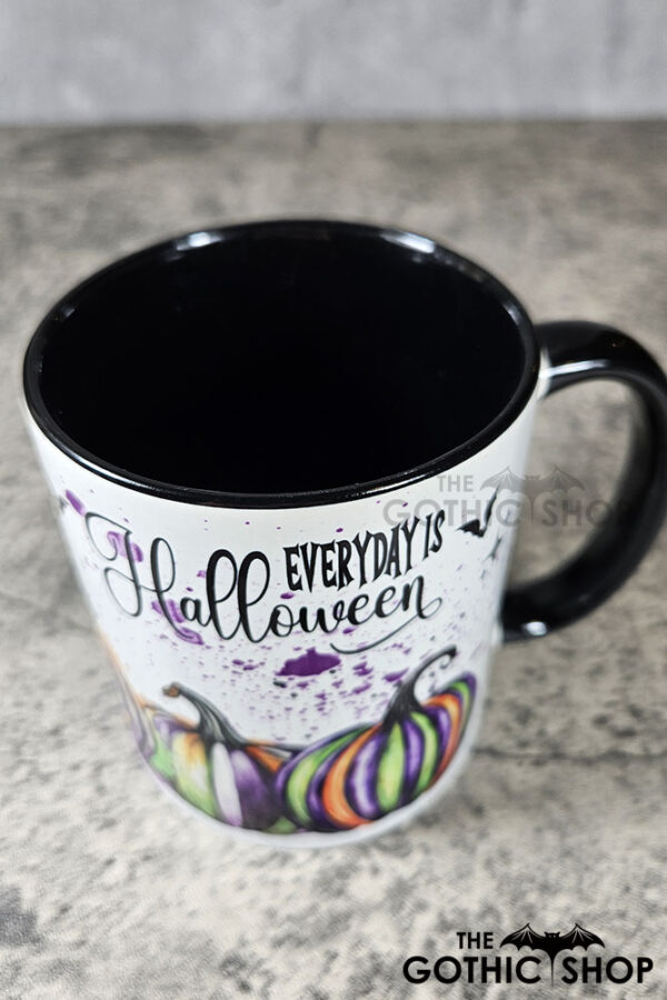 Striped Pumpkins Every Day is Halloween Gothic Mug