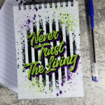 Never Trust The Living Grunge Striped A6 Gothic Notepad