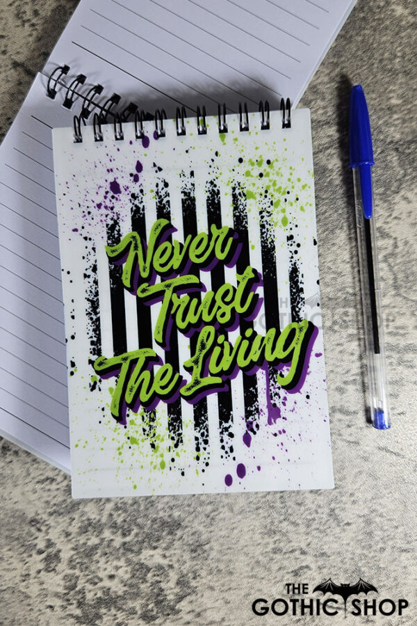 Never Trust The Living Grunge Striped A6 Gothic Notepad