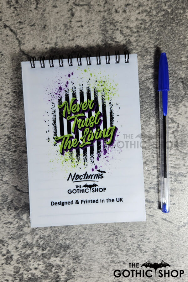 Never Trust The Living Grunge Striped A6 Gothic Notepad
