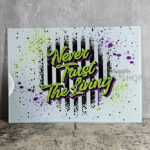 Never Trust The Living Gothic Halloween Glass Chopping Board