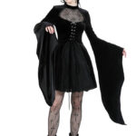 Dark in Love Arachne Black Velvet Gothic Dress with Spiderweb Lace