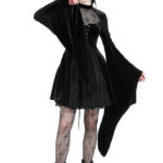 Dark in Love Arachne Black Velvet Gothic Dress with Spiderweb Lace