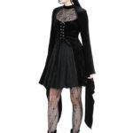 Dark in Love Arachne Black Velvet Gothic Dress with Spiderweb Lace