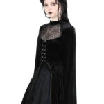 Dark in Love Arachne Black Velvet Gothic Dress with Spiderweb Lace