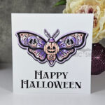 Pumpkin Purple Orange Moth Halloween Gothic Greetings Card