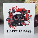 Happy Catmas Red Christmas Cat Gothic Greetings Card