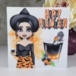 Haunted Cocktail Witch Lady Halloween Gothic Greetings Card