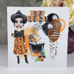 Haunted Happy Halloween Cocktail Witch Lady Birthday Gothic Greetings Card