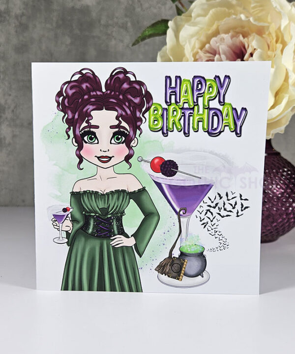 Witches Heart Cocktail Lady Birthday Gothic Greetings Card