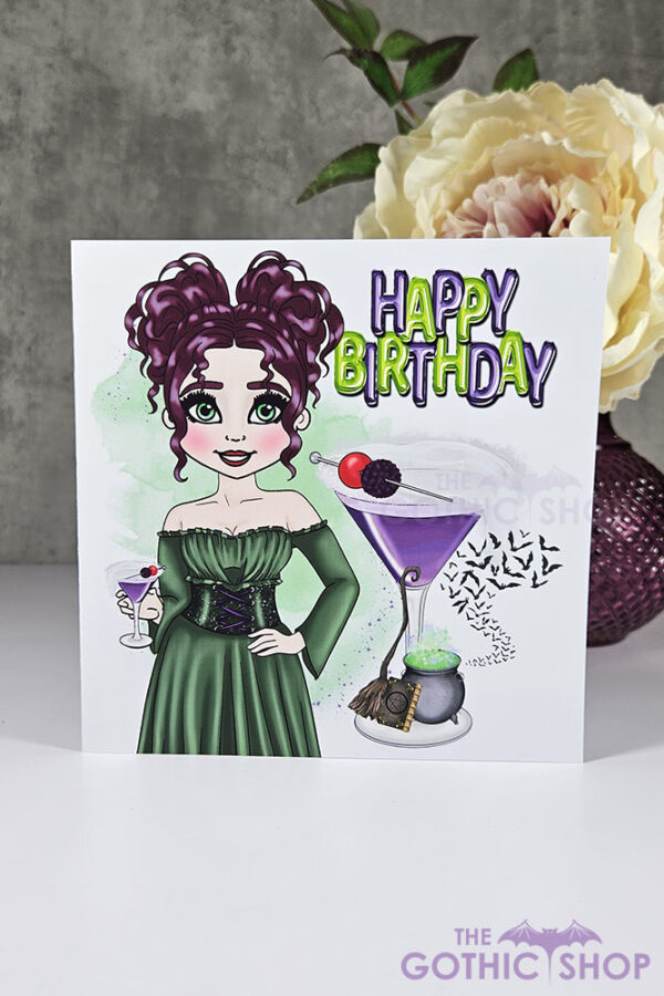 Witches Heart Cocktail Lady Birthday Gothic Greetings Card